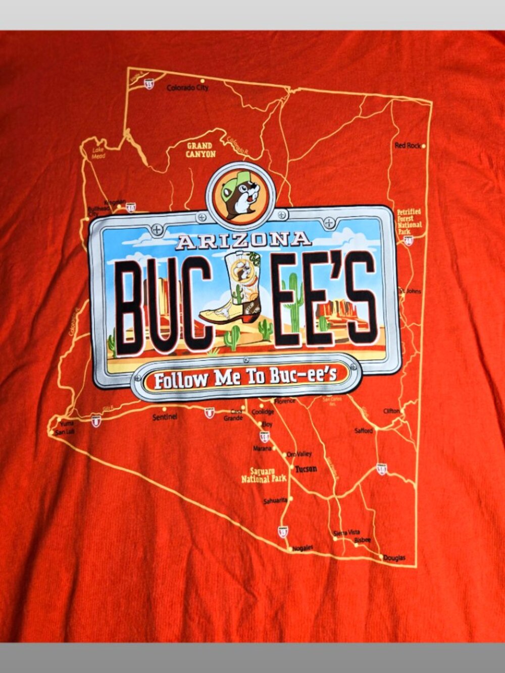 Buc-ee’s Official Arizona Road trip Tee Shirt T-shirt 3xl AZ Map